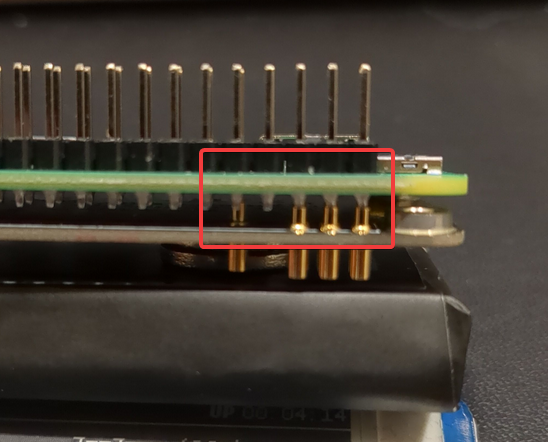 Showing Pi0 pins lining up with PiSugar pins